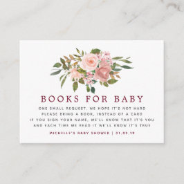 Floral Blush & Burgundy Baby shower Book Request Informatiekaartje