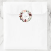 Floral Blush Burgundy Poppy Greenery Ronde Sticker (Tas)