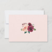 Floral Blush Burgundy Roos Border Wedding RSVP Kaartje (Achterkant)
