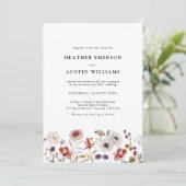 Floral Blush Burgundy Waterverf Wedding Kaart (Staand voorkant)