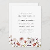 Floral Blush Burgundy Waterverf Wedding Kaart (Voorkant / Achterkant)