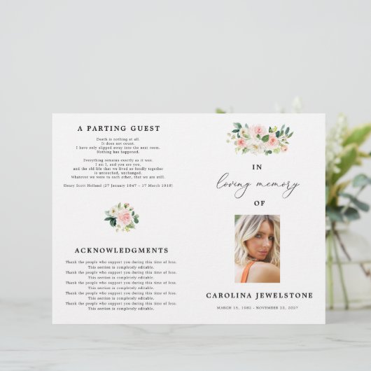Floral Blush Celebration of Life Programme (Staand voorkant)