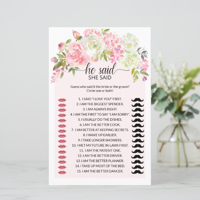 Floral Blush & Cream zei dat ze Bridal Game zei (Staand voorkant)