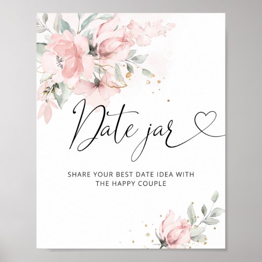 Floral blush date nachtideeën. Datum jar bridal Po Poster (Voorkant)