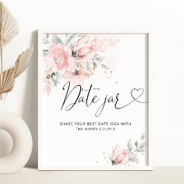 Floral blush date nachtideeën. Datum jar bridal Po Poster