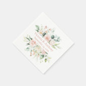 Floral Blush Elegant Name Wedding Napkins Servet (Hoek)