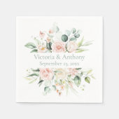 Floral Blush Elegant Name Wedding Napkins Servet (Voorkant)