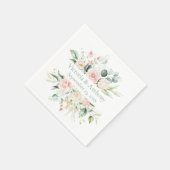 Floral Blush Elegant Name Wedding Napkins Servet (Hoek)