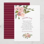 Floral Blush en Bourgondië Baby shower dank u Bedankkaart (Voorkant / Achterkant)