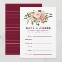 Floral Blush en Burgundy Baby shower Baby Guesses
