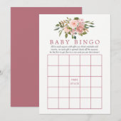 Floral Blush en Roos Gold Baby shower Baby Bingo Kaart (Voorkant / Achterkant)