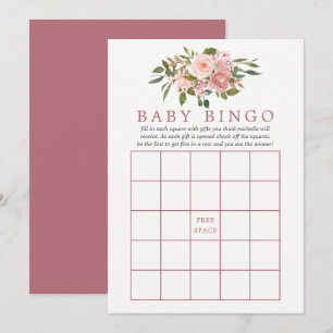 Floral Blush en Roos Gold Baby shower Baby Bingo Kaart