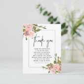Floral Blush en Roos Gold Baby shower Hartelijk da Bedankkaart (Staand voorkant)