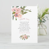 Floral Blush en Roos Gold Baby shower Hartelijk da Bedankkaart (Staand voorkant)