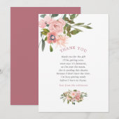 Floral Blush en Roos Gold Baby shower Hartelijk da Bedankkaart (Voorkant / Achterkant)