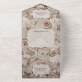 Floral Blush en Roos Gold met QR-code All In One Uitnodiging (Buitenkant)