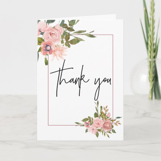 Floral Blush en Roos Gold Weddenschap Hartelijk da Bedankkaart (Voorkant)