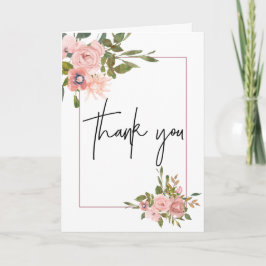 Floral Blush en Roos Gold Weddenschap Hartelijk da Bedankkaart