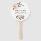 Floral Blush en Roos Gold Wedding Favor Handwaaier (Voorkant)