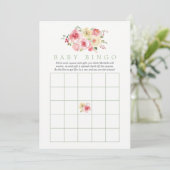 Floral Blush en Sage Baby shower Baby Bingo Kaart (Staand voorkant)