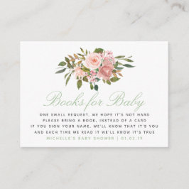 Floral Blush en Sage Baby shower Book Request Informatiekaartje