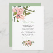 Floral Blush en Sage Baby shower Dank je Bedankkaart (Voorkant / Achterkant)