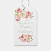 Floral Blush en Sage Baby shower Dank je Cadeaulabel (Voorkant)