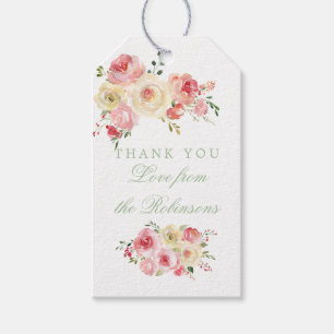 Floral Blush en Sage Baby shower Dank je Cadeaulabel