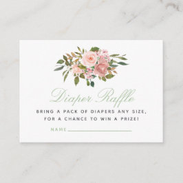 Floral Blush en Sage Baby shower Diaper Raffle Informatiekaartje