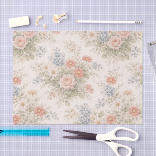 Floral Blush Garden Heirloom Pattern Tissuepapier (Craft)