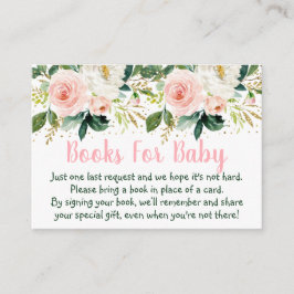 Floral Blush Gold Baby shower Book Request Informatiekaartje