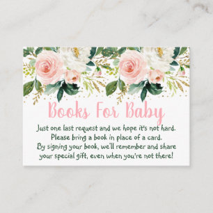Floral Blush Gold Baby shower Book Request Informatiekaartje