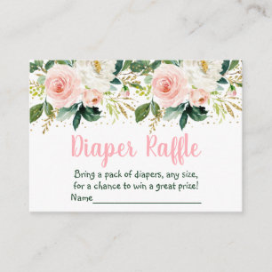 Floral Blush Gold Baby shower Diaper Raffle Informatiekaartje