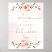 Floral blush Gold baby shower welkomstschuimbord Poster (Voorkant)