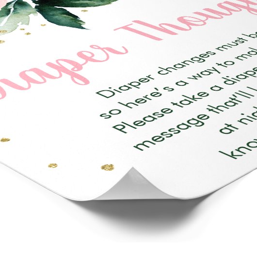 Floral Blush Gold Diaper over Baby shower Poster (Hoek)