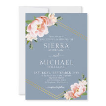 Floral Blush Gold Geometric Dusty Blue Wedding