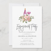 Floral Blush & Gold Wine Tasting Engagement Party Kaart (Voorkant)