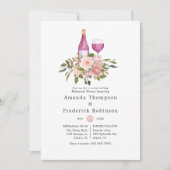 Floral Blush & Gold Wine Tasting Rehearal Dinner Kaart (Voorkant)