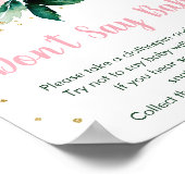 Floral Blush Gold Zeg geen Baby-spel Poster (Hoek)