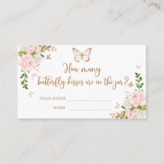 Floral blush goud raden hoeveel vlinderkussen er z informatiekaartje (Voorkant)