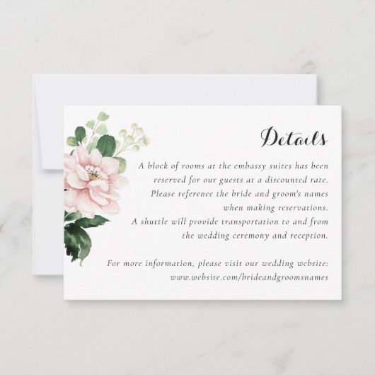 Floral Blush Greenery Elegant Botanical Details Kaart (Voorkant)