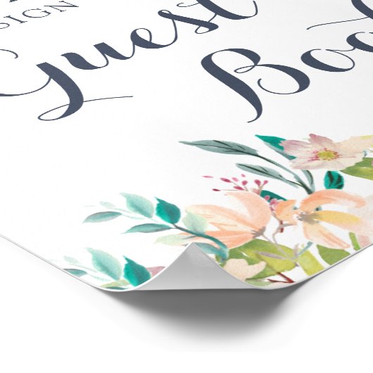 Floral Blush Greenery Eucalyptus Guest Book Sign Poster (Hoek)