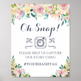 Floral Blush Greenery Eucalyptus Hashtag Sign Poster