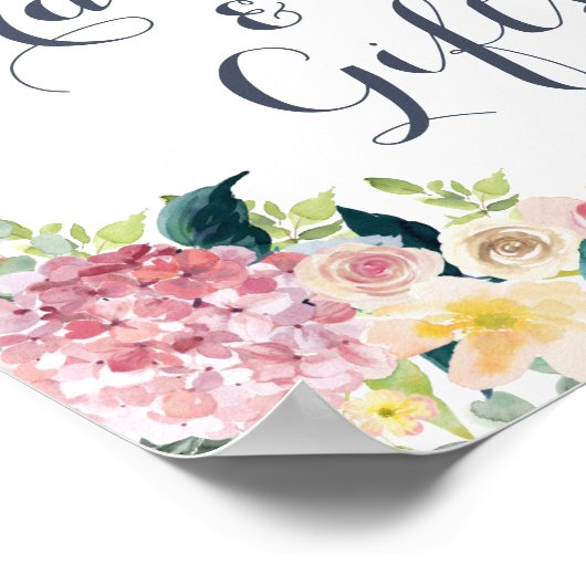 Floral Blush Greenery Eucalyptus Kaart Gifts Sign Poster (Hoek)