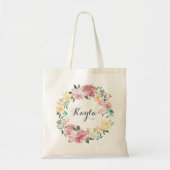 Floral Blush Greenery Eucalyptus Wreath Bridesmaid Tote Bag (Voorkant)