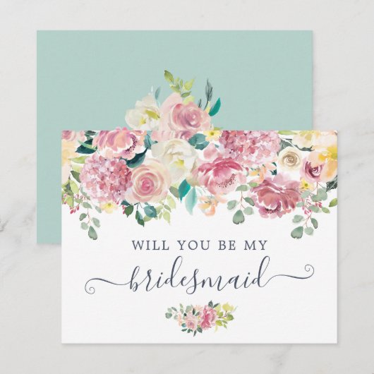 Floral Blush Greenery Eucalyptus zal je mijn Kaart (Voorkant / Achterkant)