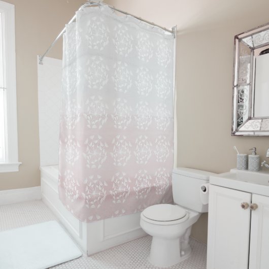 Floral Blush Grey Shower Curtain Douchegordijn (In situ)
