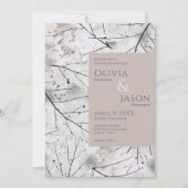 Floral Blush Grey Waterverf Invitation Kaart (Voorkant)