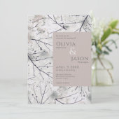 Floral Blush Grey Waterverf Invitation Kaart (Staand voorkant)