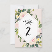 Floral Blush Handgeschreven Tabel 2 Nummerkaart Kaart (Voorkant)
